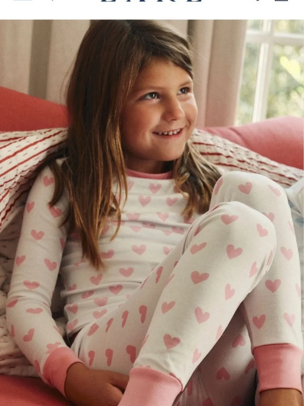 Kids Long-Long Pajama Set in Darling Pink Heart